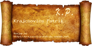 Krajcsovics Patrik névjegykártya